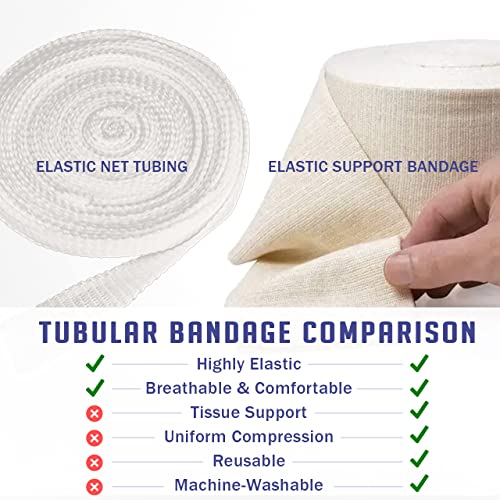 EVERLIT Elasticated Tubular Support Bandage | Stockinette Tubing for Small Arms, Knees, Large wrists Medium ankeltes| Light to Moderate Compression Bandage Roll For Tissue Support (Size D | 3" x 11 yd) - size: Size D | 3" x 11 yd