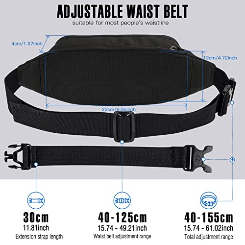 WATERFLY Small Fanny Pack Crossbody Lightweight Waist Bag for Woman Man - color: Pure Black