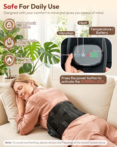Cordless Heating Pad for Lower Back, Vibration Lumbar Wrap, 47 in
