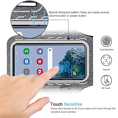 Armband for Samsung Galaxy S26 S25 S24 S23 S22 Ultra/Plus/FE, Gym Running Workouts Arm Band with Earbuds Holder (Grey) - color: Grey