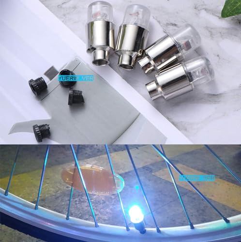 8 Pack LED Valve Stem Caps Lights for Car Tires Wheel Assemblies Light up Air Neon Bicycle Motorcycle Tyre Bike Truck Golf Cart for Kids Men Women(8 Blue) - color: 8 Blue