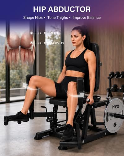 HVO Hip Abductor Machine,6-Level Adjustable,360°Rotating Pad,1600LBS - color: Black
