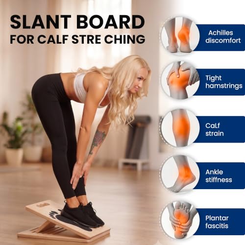 Slant Board for Adults & Ankle Board - Portable Velour Board for Squats, & Lower Body Training