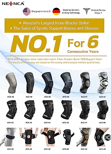 NEENCA Adjustable Knee Brace, Compression Knee Support with Air Mesh Fabric - color: Black, size: X-Large