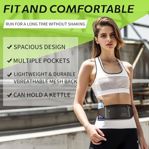 SooGree Men Women Running Belts,Slim Sport Belts,Waterproof Running Fanny Pack,Waterproof Running Waist Packs with Reflective Strip,Runner Belt for Running Walking Cycling Camping Gym (green) - color: green