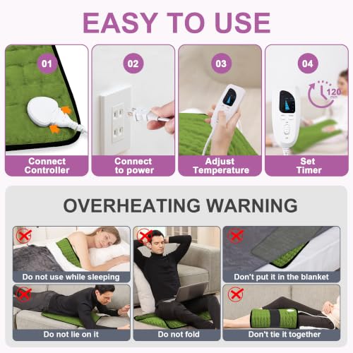 Heating Pad,Electric Heating Pad,Heating Pad for Back (GreenBlack, 24"x20") - color: Greenblack, size: 24x20 Inch