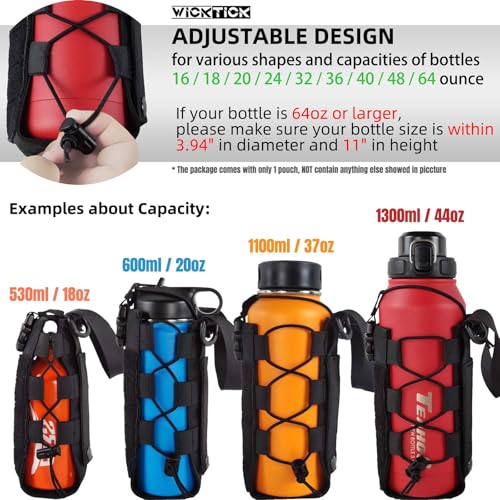 Molle Water Bottle Holder Pouches 16 24 32 40 64 oz Adjustable Capacity - color: Black, style: Classic