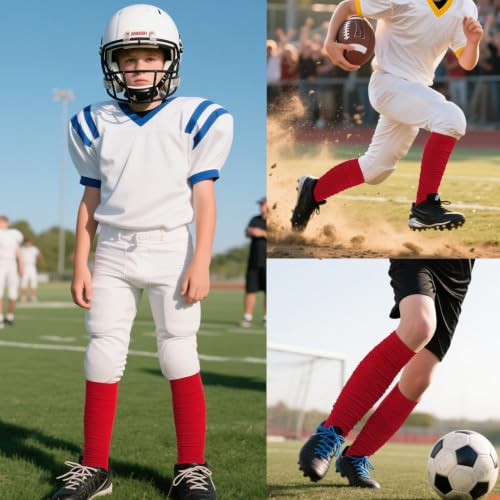 Dxhycc 2 Pairs Scrunch Football Socks Athletic Football Leg Sleeves - color: Red