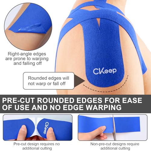 CKeep Kinesiology Tape precut Strips, 40 Count Elastic k Tape, Blue - color: Blue, size: 2 Rolls