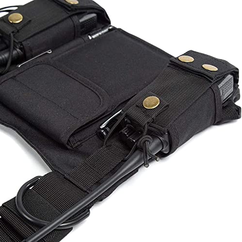 Radio Shoulder Holster Chest Harness Holder Vest Rig for Two Way Radio Chest Front Pack Pouch Walkie Talkie Case with Front Pouches for Kenwood Arcshell Retevis Baofeng UV-5R F8HP UV-82 888S (4Pack) - color: black 4pack
