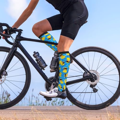 Avocado Compression Socks Women Men Knee High Stock for Running Work Support Nurses Travel - color: Duck