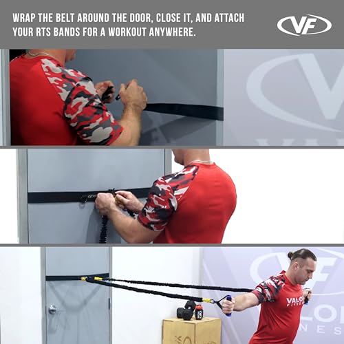 Valor Fitness Resistance Bands - 5lb to 25lbs - Carabiners Attached & 2 Bands per Weight Option with Handles– Sheath Covered - Strength Training New Compact 39" Design - Wall Door Rack Mount Options - color: Black -RTS-DOORattB