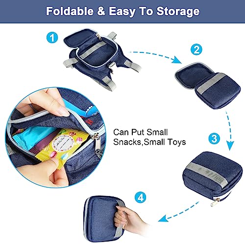 Toddler Harness Leash+ Anti Lost Wrist Link, Accmor Cute Dinosaur Kids Harness with Leash, Foldable Child Leash Baby Walking Wristband Assistant Strap Belt Hold Baby Boys Girls Close While Walking - color: Navy Blue/Brachiosaurus
