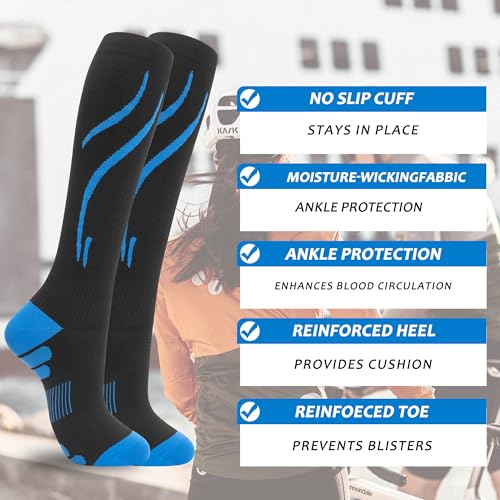 fenglaoda 3 Pairs Compression Socks for Women & Men Knee High Nurse Pregnant Cute Medical Running Travel Athletic - color: 00-3pairs-16, size: Large-X-Large