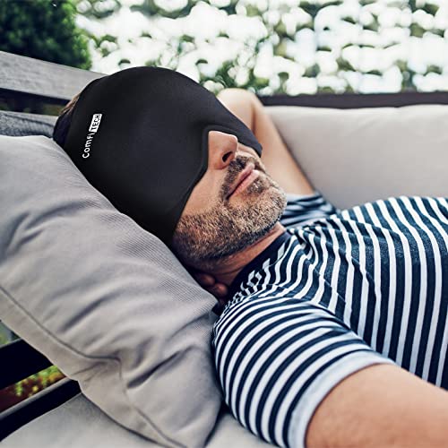 ComfiTECH Head Ice Pack Wrap Cold Cap Cooling Gel Hat, Black, L - size: Large, style: Black