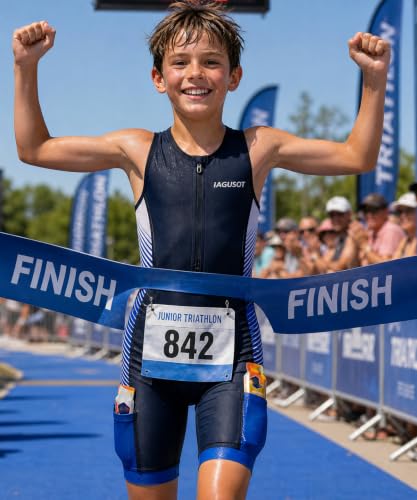Boys Triathlon Suit Youth Racing Tri Skin Suit for Cycling Swim Run - color: Black/Blue-1, size: X-Large