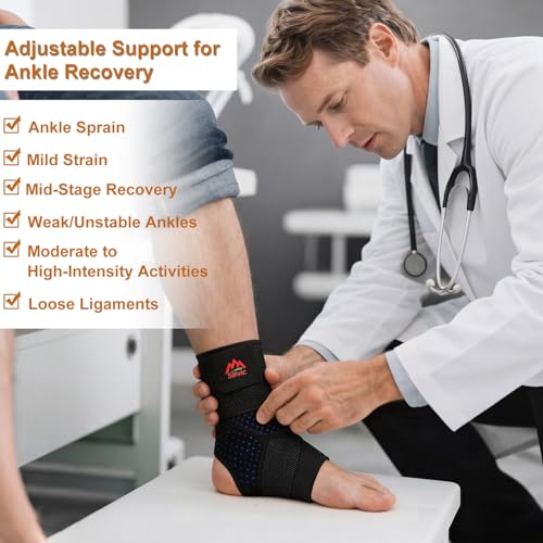 2Pack Adjustable Support Ankle Braces for Men Women Sports - size: Large