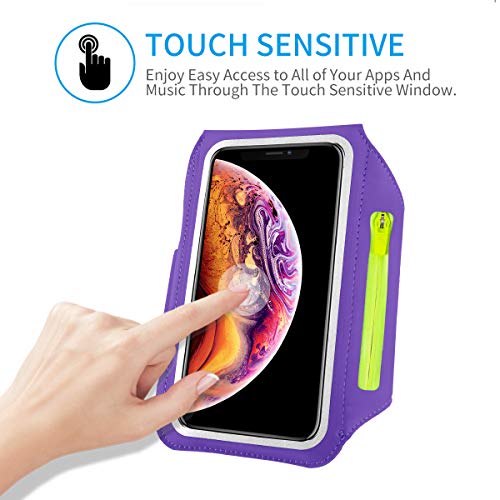 HAISSKY Running Armband with Zipper Pocket,Sweatproof Phone Armband 6.9" - color: Purple(Up to 6.9")
