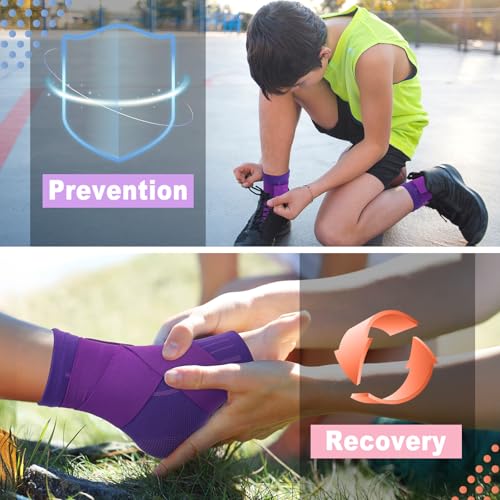 Tarpop 1 Pair Kids Ankle Brace Compression Support,Dark Purple,Small - color: Purple, size: Small