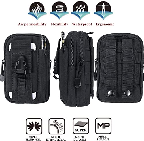 Belt Pouch, Tactical Molle Phone Pouch EDC Utility Pouches Waist Bag Packs, Small Cell Phone Holster Gear Tool Gadget Pocket for Men Running - color: White Line Black