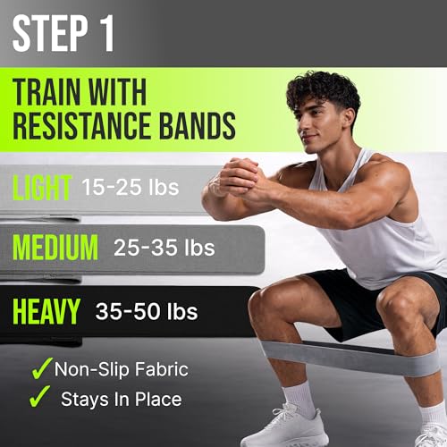 Fabric Resistance Bands for Working Out Women - Set of 3 with Massage Roller Ball & Waterproof Gym Bag - Anti-Slip Glute, Hip & Leg Workout Bands - color: Black, Gray, Light Gray