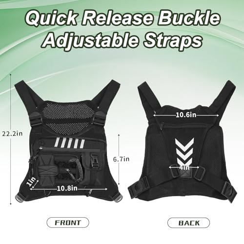 Chest Rig Running Vest for Men - Lightweight & Comfortable Tactical Vest with Quick Access Holster Gift, Water-Resistant & Breathable Design for Running, Hiking, and Outdoor Activities