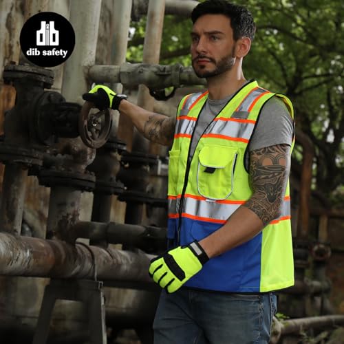 Dib Safety Reflective Safety Vest Made with 3M Tape, Yellow and Blue S - color: Yellow & Blue, size: Small