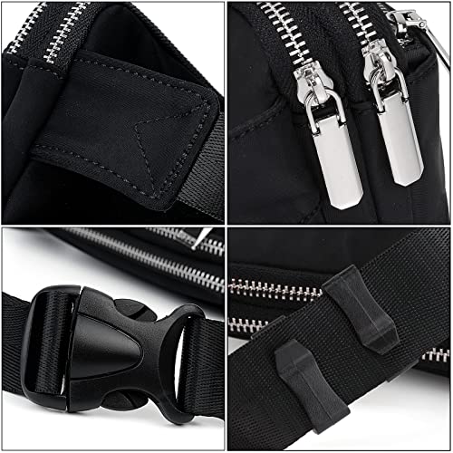 UTO Fanny Pack Crossbody Belt Purse Chest Waist Hip Travel Hiking Bumbag - color: 0759 Nylon Black New Strap