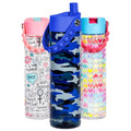 Elemental Splash 26oz Tritan Plastic Water Bottle with Straw & Pop-It Strap - color: Blue Camo, size: 26 Ounces