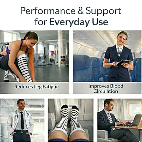 Diamond Star 6 Pairs Compression Socks for Men & Women, Knee High Socks - color: 6 Pairs (White/Black)