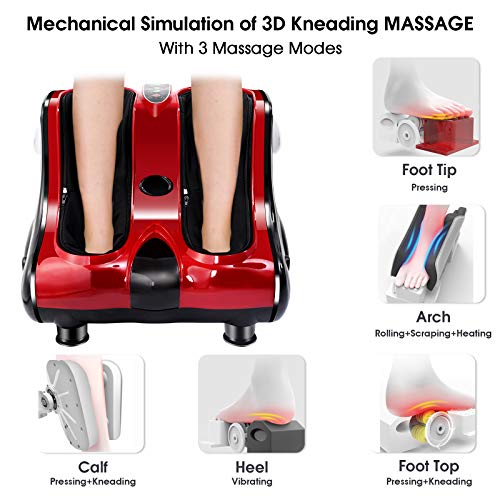 ARLIME Foot Massager with Heat, Shiatsu Feet Massage Machine - color: Red