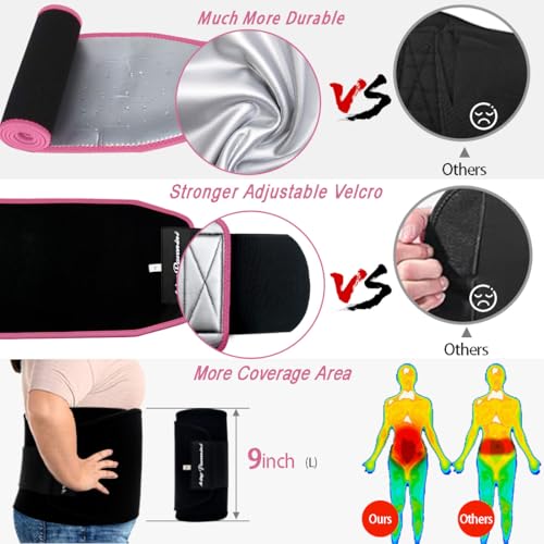 KingPavonini Waist Trainer for Men Women Belly Fat, Sweat Belt Band - color: Pink, size: L ( W 9'' × L 44'')