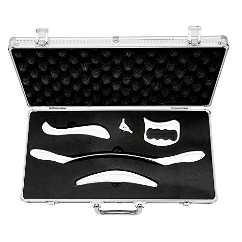 4 Set Stainless Steel Gua Sha Scraping Massage Tool Muscle Scraper - style: 4‑PIECE SET WITH CARRYING CASE