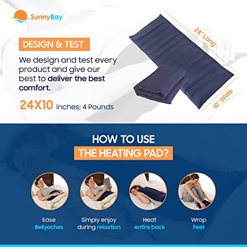 SunnyBay Microwavable Heating Pad, Extra Large, 10x24 inch, 2.8 lb, Navy - color: Unscented Navy Blue