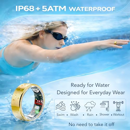 Smart Ring Fitness Tracker for Men & Women with Sleep, Heart Rate & SpO2 - color: Gold, size: 10
