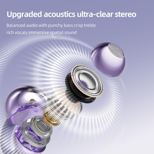 Open Ear Earbuds Clip On Headphones Wireless Earbuds for Workout(Purple) - color: Purple