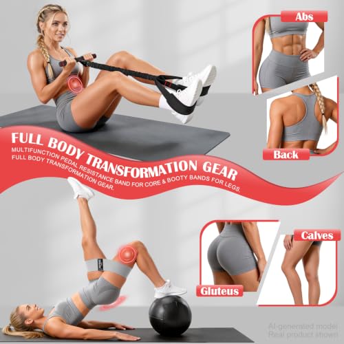 KUTIZE Booty Bands & Pedal Exercise Bands Resistance Bands Set for Women - color: Black