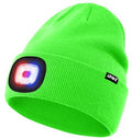 ATNKE LED Lighted Beanie Hat,USB Rechargeable 4 LED Red and Blue Flashing Running Headlamp Cap Gifts for Men and Women - color: #Fluorescent Green