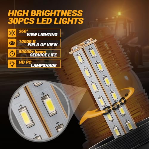 10-Pcs 30 LEDs Amber Forklift Beacon Strobe Light, Emergency Warning Safety Flashing Lights for DC 10-110V Construction Work Trucks, Mower, Tractor, Golf Carts, Bus, Snow Plow, Towing Vehicles - size: 10-PCS