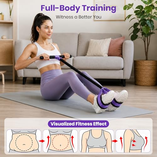 Rojvvec Pedal Resistance Bands with Handles, 55LBS Exercise Band for Women - color: Purple-Black
