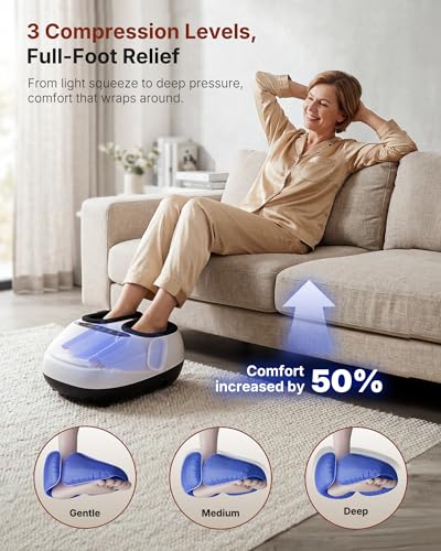 KNQZE Shiatsu Foot Massager with Heat for Plantar Fasciitis, Birthday Gifts - color: White