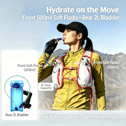 Lightweight Running Hydration Vest 2L Water Bladder for Women Men - color: White with Red, size: Vest + 2L Bladder