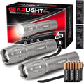 GearLight LED Flashlight High Lumens, Mini Tactical LED Flashlight 2 Pack, 5 Modes Zoomable Beam, Battery Powered for Camping, Hunting, Home & Emergency, Compact Small LED Flashlight (Gray) - color: Gray 2 Pack