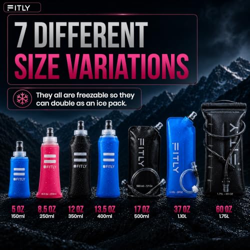 FITLY Soft Flask Running Water Bottle - Collapsible Hydration Flask - color: Pink, size: 8.5 Ounces