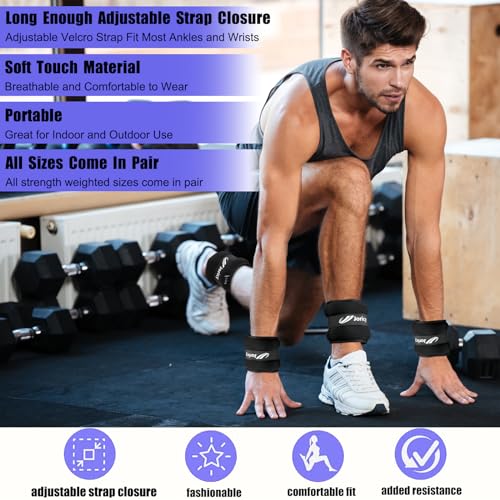 Ankle Weights A Pair of 1/2/3/4/6/8/10/12/20 LBS Wrist Leg Arm Weights for Women Men with Straps, Strength weighted for Physical Therapy Running Walking Home Fitness Gym Workout Weight Loss - color: Black