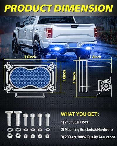 Blue LED Pods Waterproof 3 Inch 40W CREE LED Marine Light Bars - color: Blue