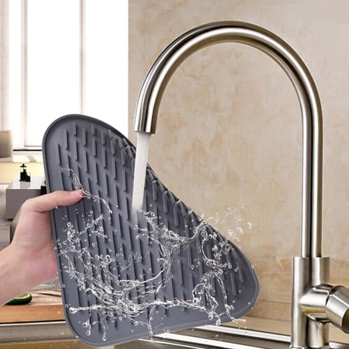 Dish Mat Silicone Dish Drying Mats Works For Drying Stemware Cocktail Glasses Silverware Pots Pans Knives and Dish Rack for Kitchen Counter Sink Bar Pads Easy to Clean (11.5" x 9.1") - color: M (11.5" x 9.1") Grey