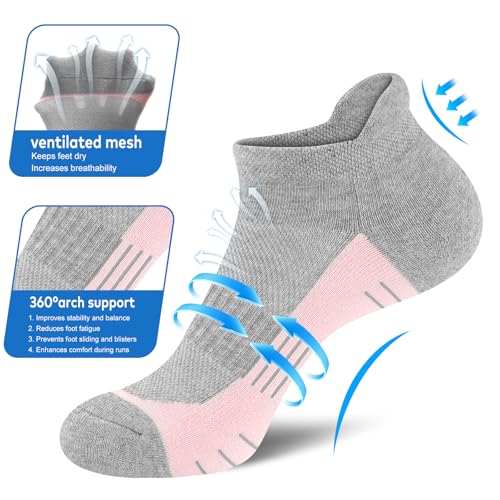 cuangya Ankle Socks Women Athletic Running Cushion Low Hiking Sock 5-6 Pair - color: 5 Pairs Classic Retro, size: 5-8