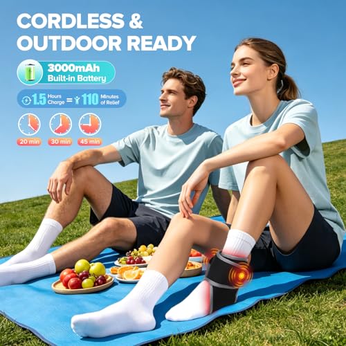 Cordless Ankle Heating Pad with Massage, Foot and Ankle Massager
