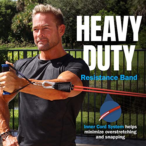 Bodylastics Patented Basic Series Resistance Band Set - Resistance Bands with Snap Reduction Tech, 2 Handles, 2 Ankle Straps, 1 Door Anchor & 1 Carry Bag - color: PRO 3-310 LBS Set Camo